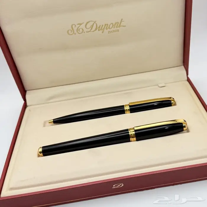 طقم أقلام نادر من S.T. Dupont - تصميم كلاسيكي أسود ذهبي 2