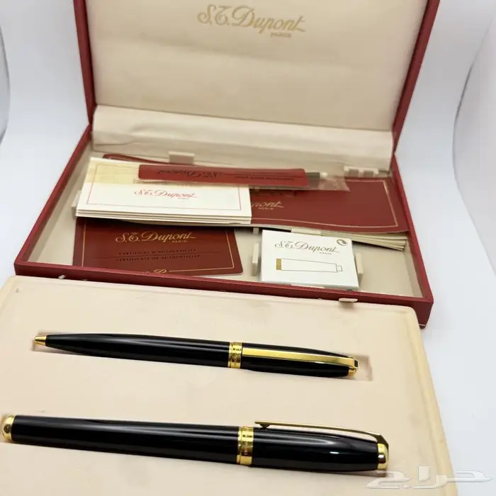 طقم أقلام نادر من S.T. Dupont - تصميم كلاسيكي أسود ذهبي 4