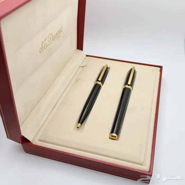 طقم أقلام نادر من S.T. Dupont - تصميم كلاسيكي أسود ذهبي 0