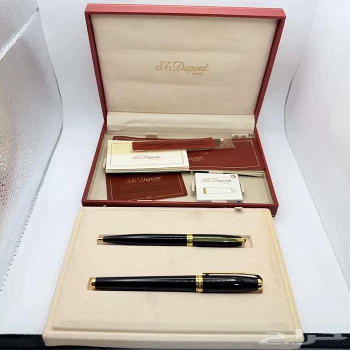 طقم أقلام نادر من S.T. Dupont - تصميم كلاسيكي أسود ذهبي 5