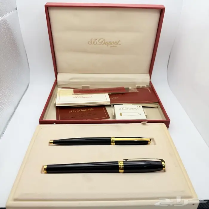طقم أقلام نادر من S.T. Dupont - تصميم كلاسيكي أسود ذهبي 3