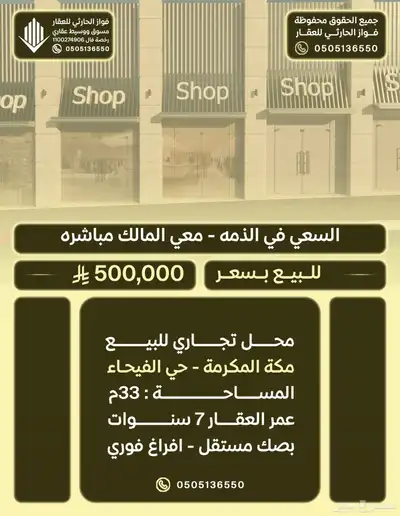 محل تجاري للبيع بصك الكتروني مؤجر وباقي على عقده 6 شهور 0