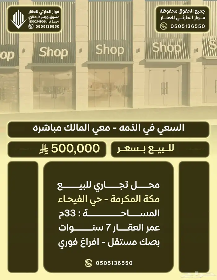 محل تجاري للبيع بصك الكتروني مؤجر وباقي على عقده 6 شهور 0