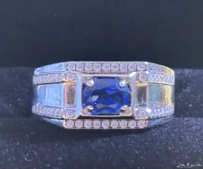 خاتم رجالي عيار 14  مرصع بحجر  زفير 1CT  وبفصوص الماس 1CT 0