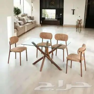 طاولة طعام سطح زجاج 4 كراسي متوفر ثلاثة الوان ((جديد)) index