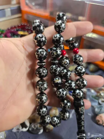 سبحه يسر بحر احمر مطعمه بالفضه ماشاءالله تبارك الرحمن 3