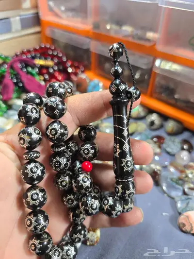 سبحه يسر بحر احمر مطعمه بالفضه ماشاءالله تبارك الرحمن 1