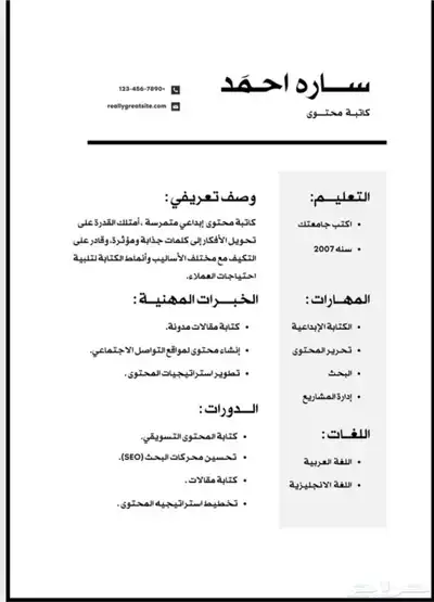 تصميم سيرة ذاتية CV 2