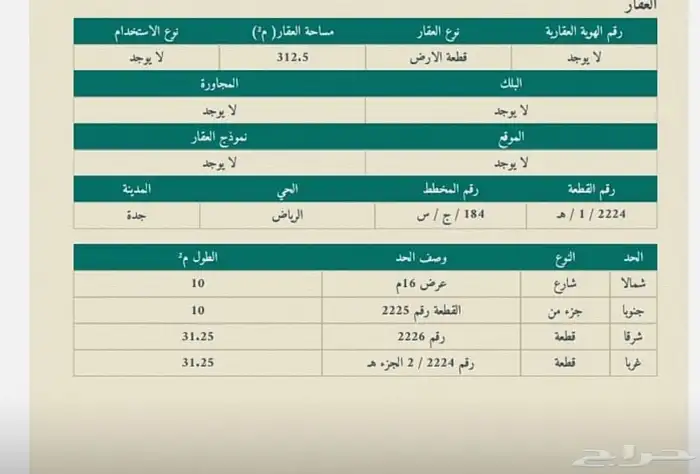ارض للبيع بحي الرياض جزء ه مساحة 312.5 1
