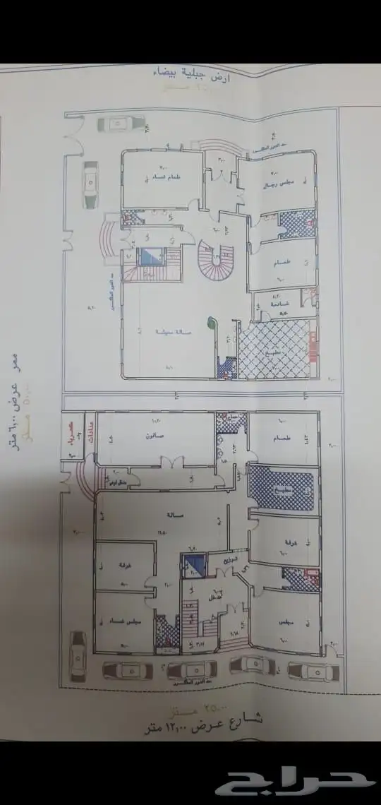 عمارتين مبنية عظم على مساحه ارض 1250 10