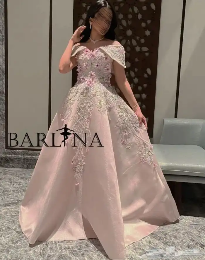فستان ملكة او مناسبات من بارلينا وردي ورد 4