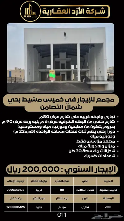 مجمع للإيجار في خميس مشيط بحي شمال التضامن 5