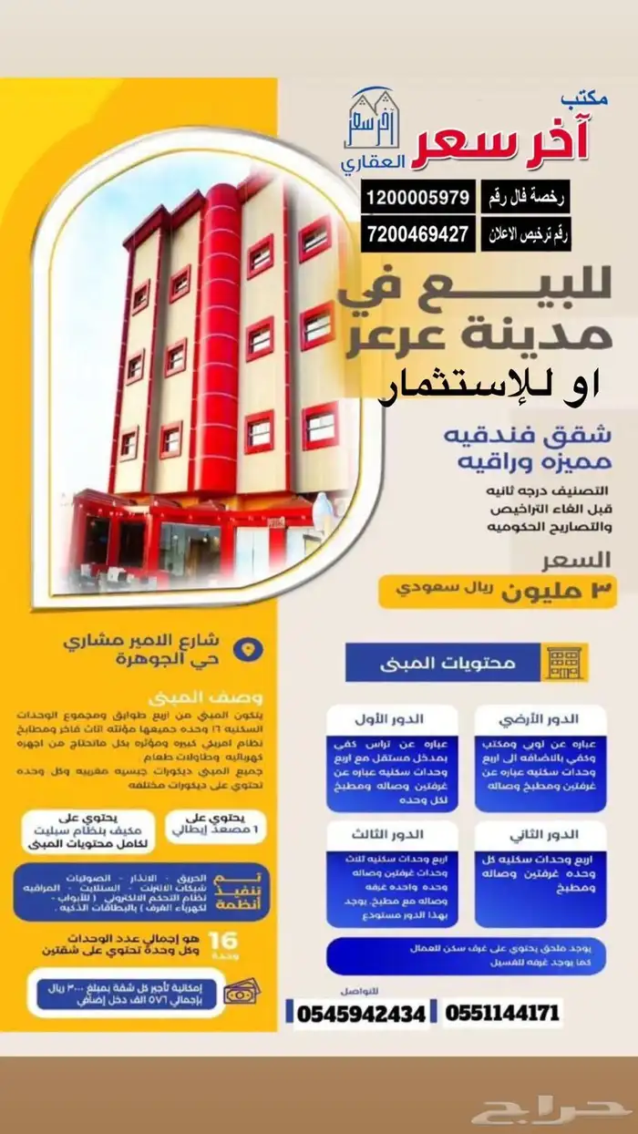 شقق فندقيه راقية بعرعر للبيع او للاستثمار 0