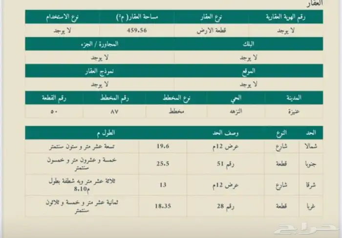 للبيع ارض في النزهه بعنيزة 0