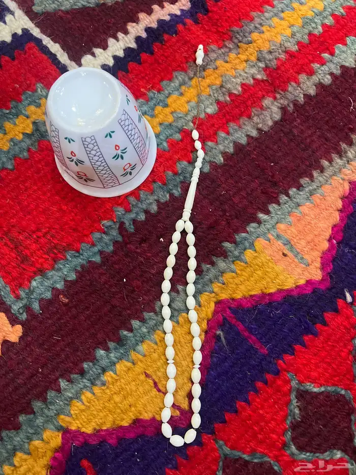 سبحة عظم جمل طبيعي اللون أبيض نواعم حجم 33 خرزه 1