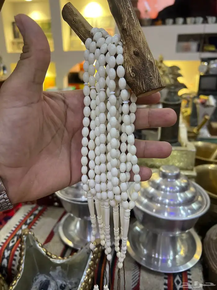 سبحة عظم جمل طبيعي اللون أبيض نواعم حجم 33 خرزه 0