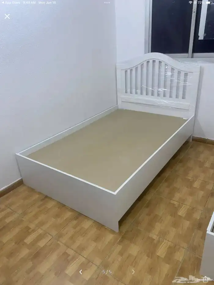سرير خشب نفر واحد أبيض 1