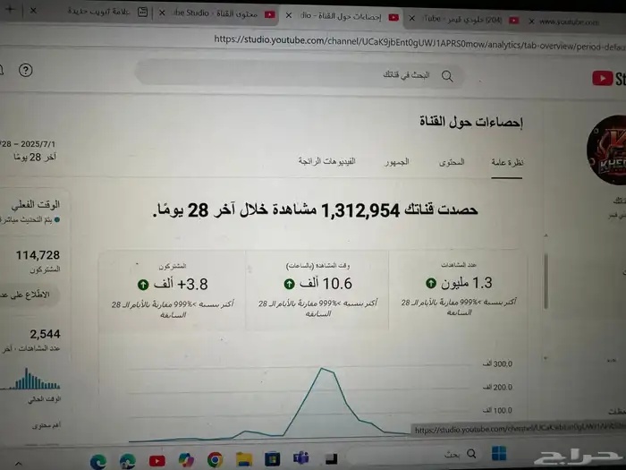 قناة يوتيوب موثقة وقوية 140 الف مشترك 1