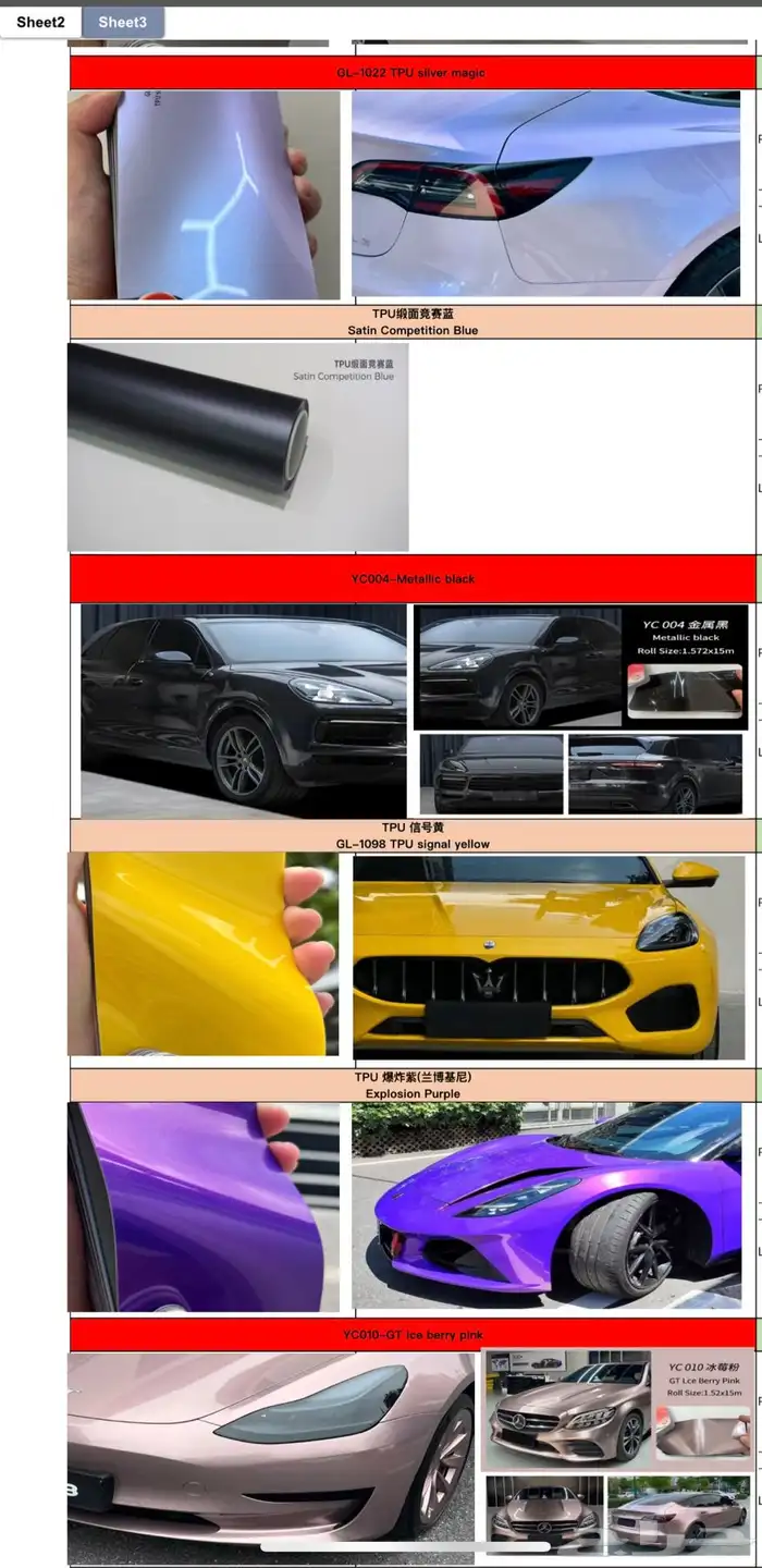 رولات ppf شفاف و ملون جميع السماكات امريكي 3