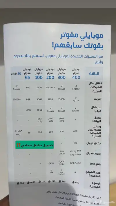 عروض على باقات المفوتر 0