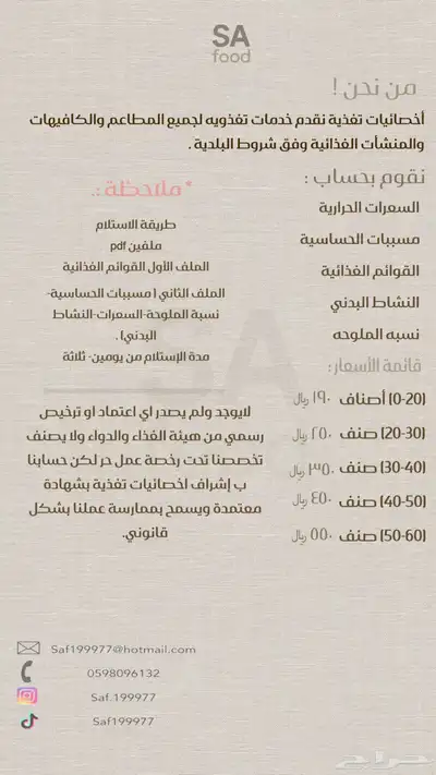 حساب السعرات للمطاعم والكافيهات والمنشأت الغذائية 0