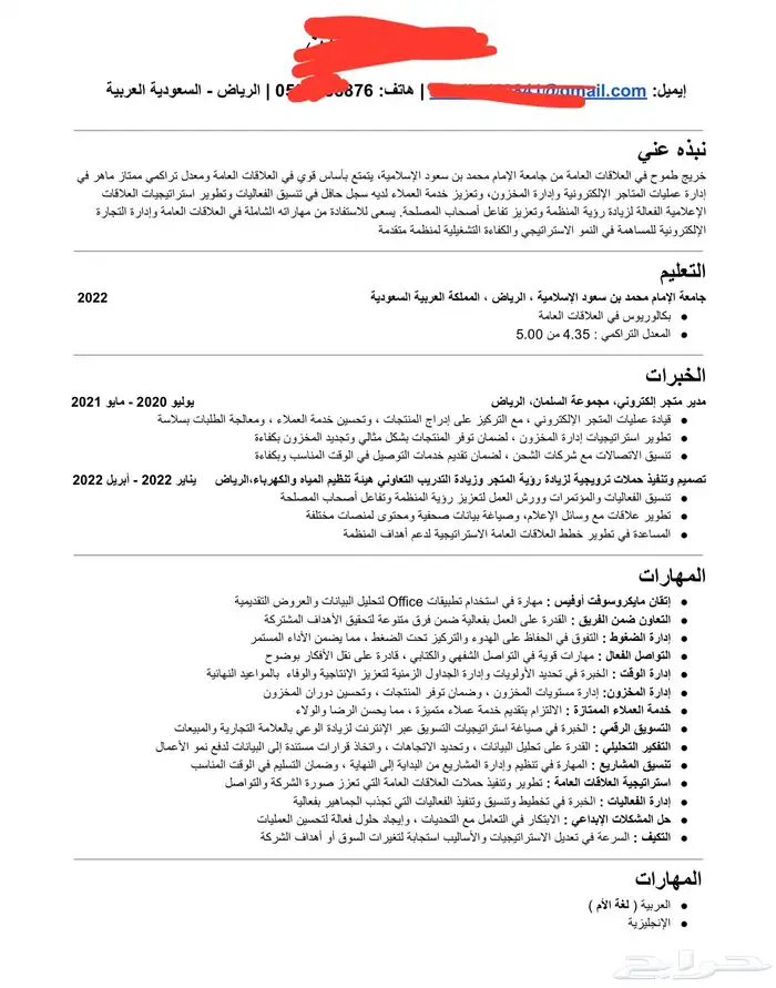سيرة ذاتية ATS CV 7