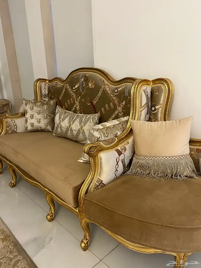 كنب قطعتين استخدام نظيف وقماش عملي 1