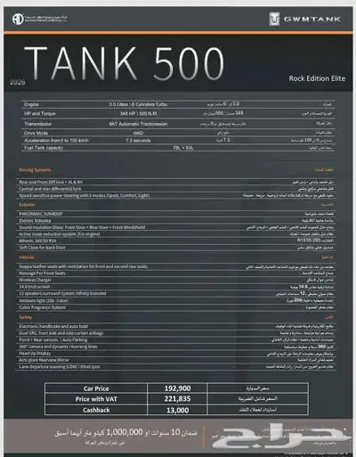 تانك 500 موديل 2026 روك اديشن اسبير علاقي عرض خاص 5