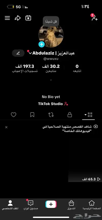 حساب تيك توك 30k متابع عربي متفاعل 0