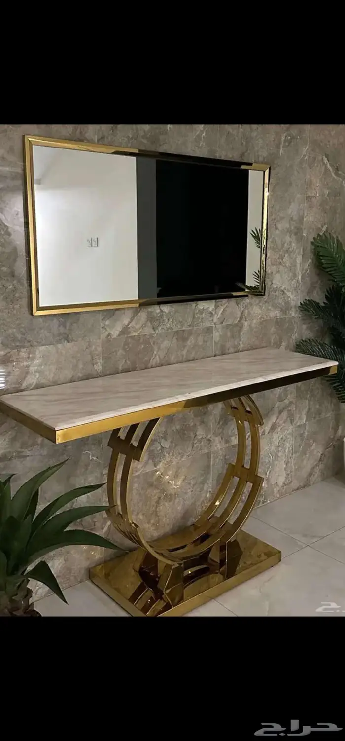 مدخل كانسول..ذهبي مع رخامة 2