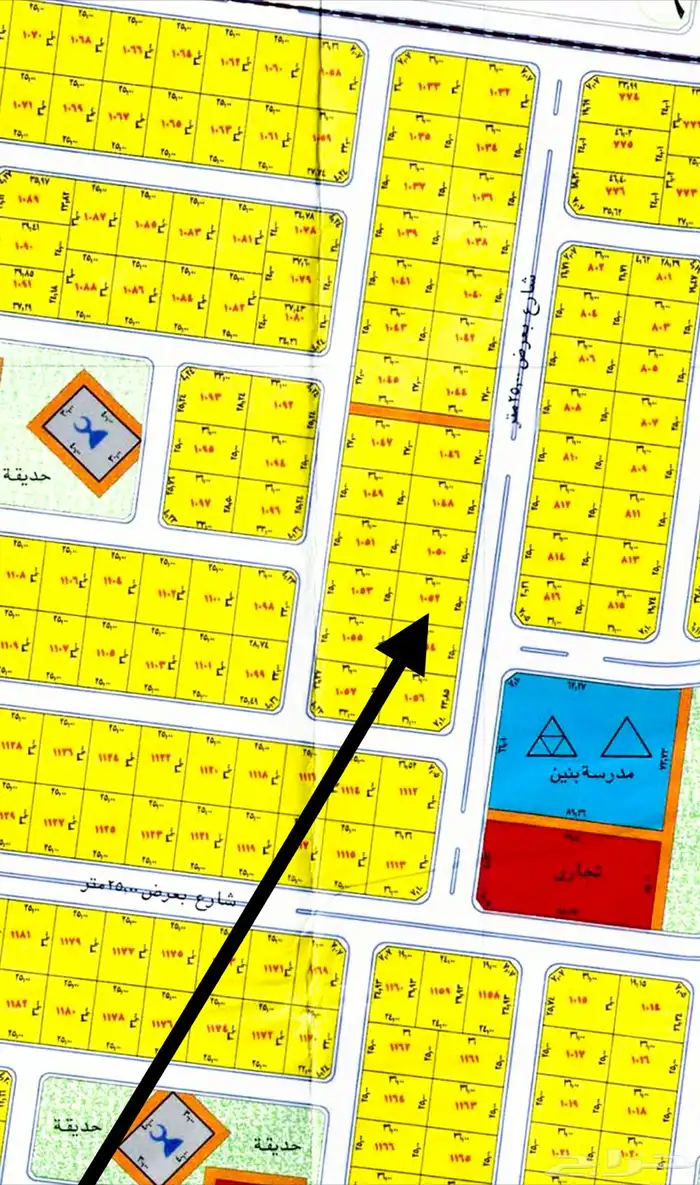نص أرض للبيع في طيبه الفرعية حي المجد 604 شارع 25 0