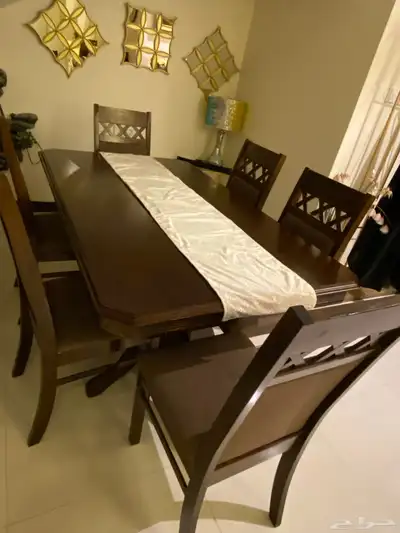 طاولة طعام خشب 6 كراسي 0
