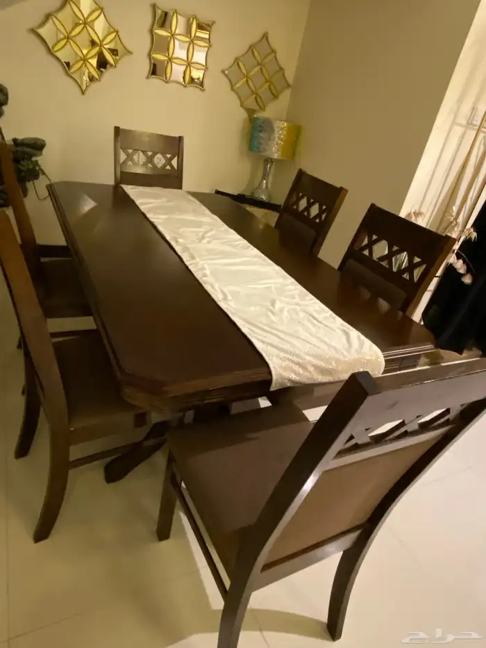 طاولة طعام خشب 6 كراسي 0