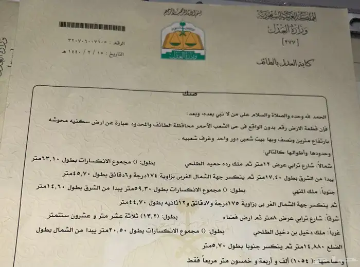 أرض مساحتها 1054 مترمربع بحي أم العراد 3