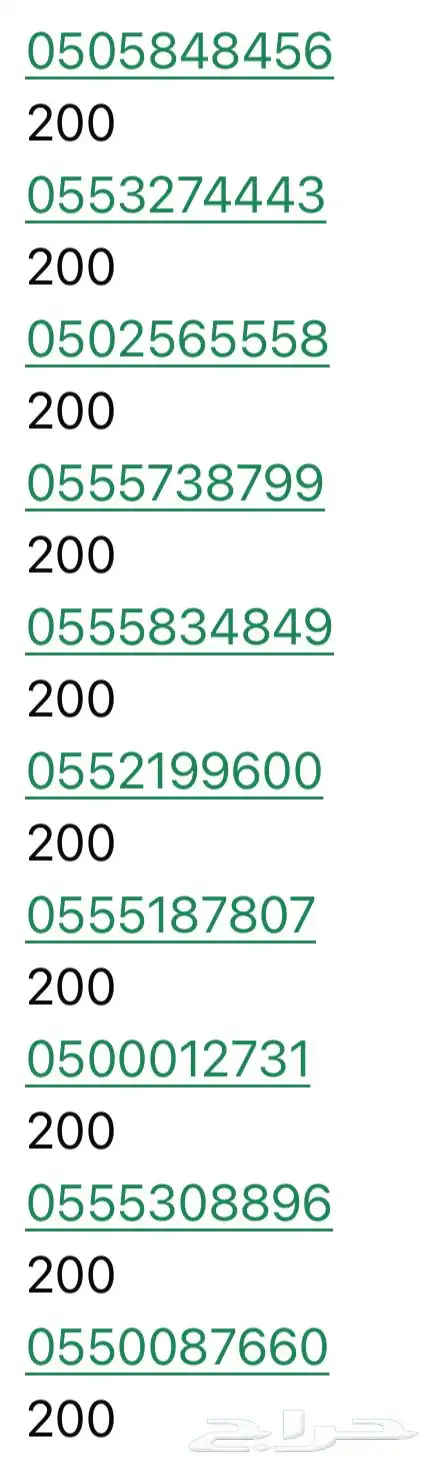 أرقام مميزه للبيع الرقم على 200 1