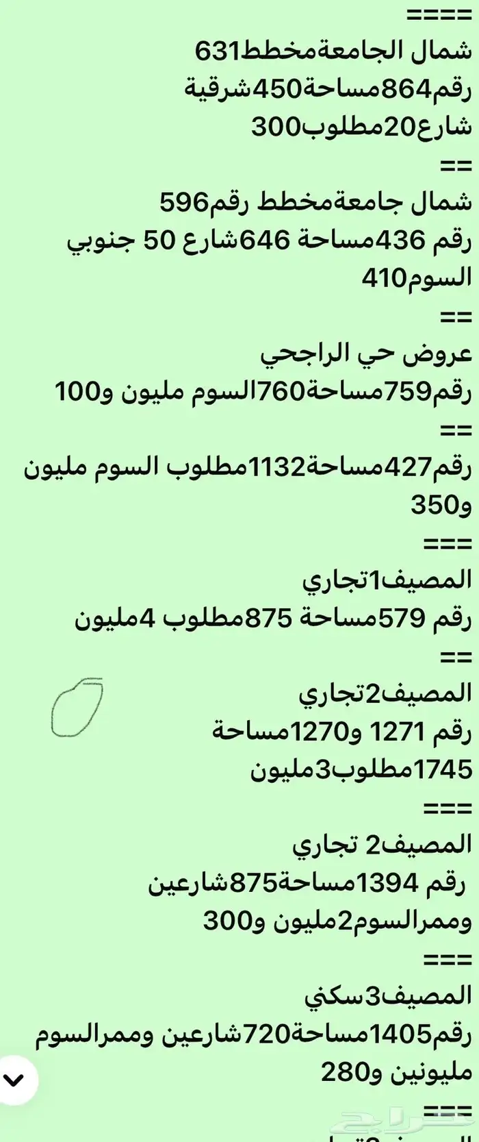 عروض اراضي للبيع حي الجامعة وشمال الجامعةوالمصيف والراجحي 3