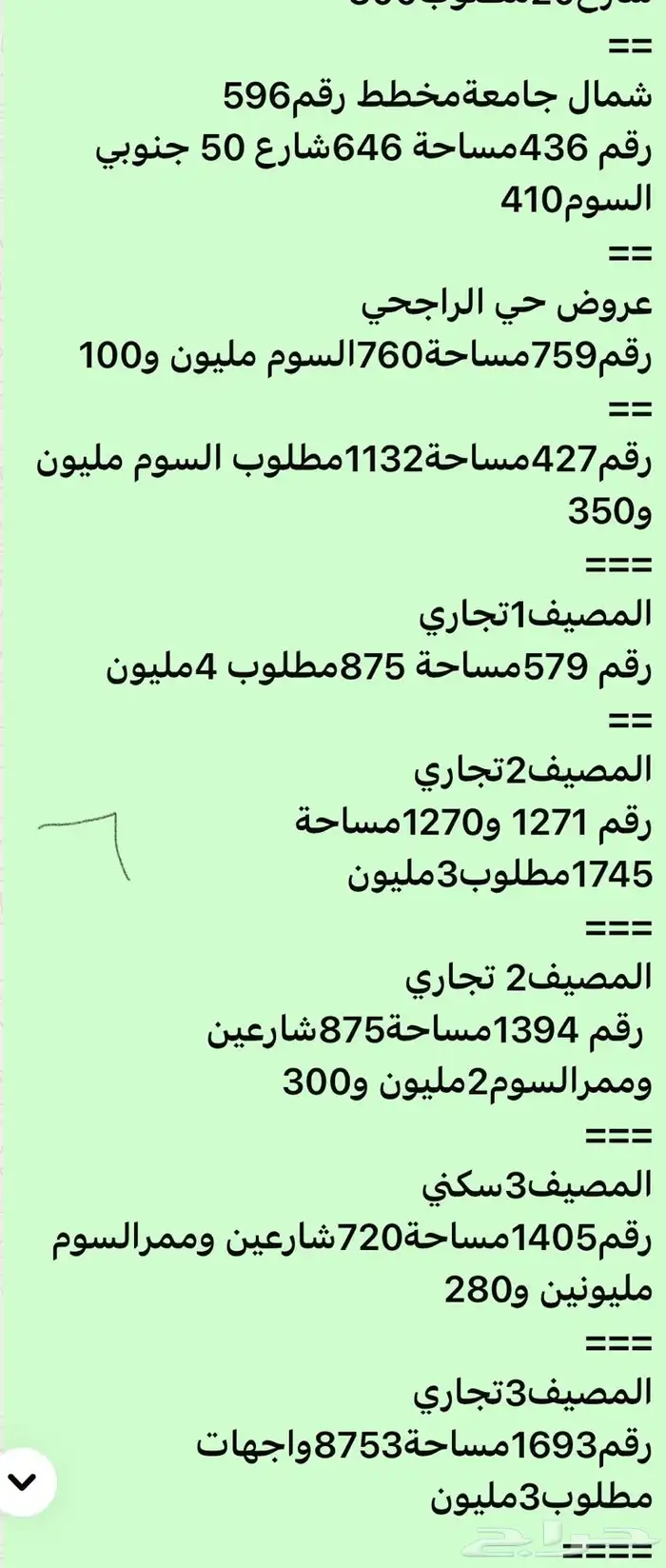عروض اراضي للبيع حي الجامعة وشمال الجامعةوالمصيف والراجحي 4