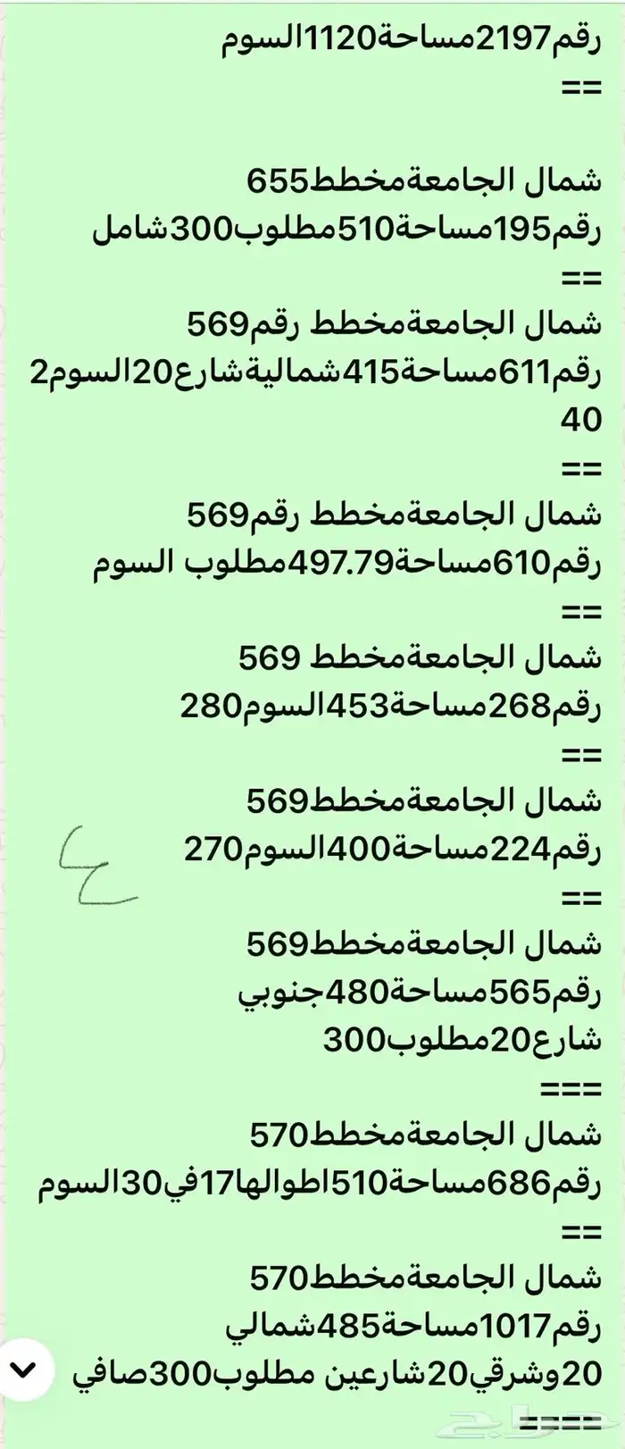 عروض اراضي للبيع حي الجامعة وشمال الجامعةوالمصيف والراجحي 0