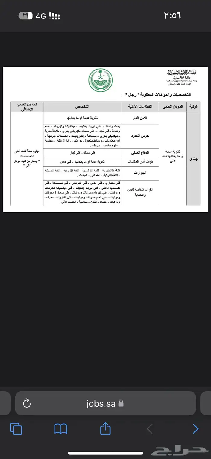 تسجيل وظايف عسكريه 1