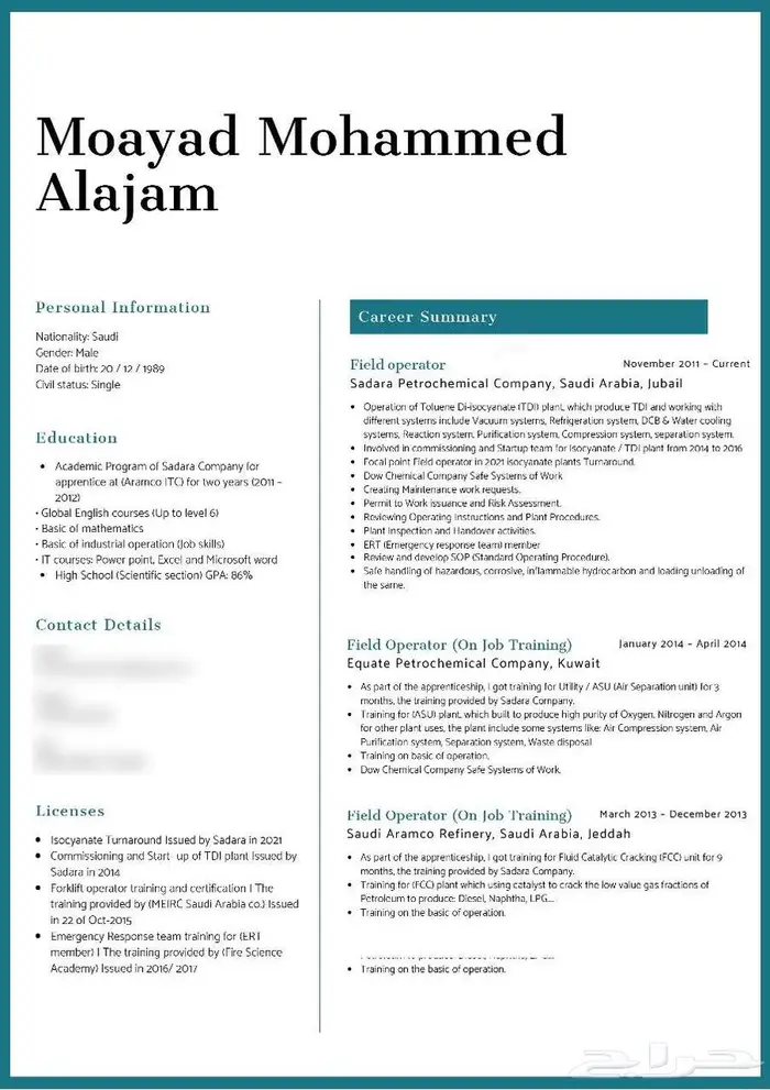 سيرة ذاتية CV احترافي 5