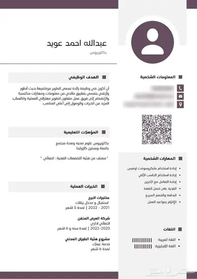 سيرة ذاتيه CV احترافي 2