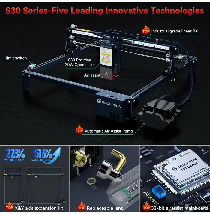 جهاز حفر ونقش بالليزر SCULPFUN S30 Pro Max 20 3