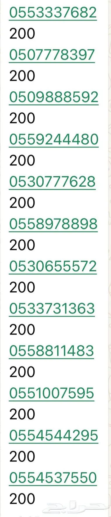 أرقام مميزه على 200 0