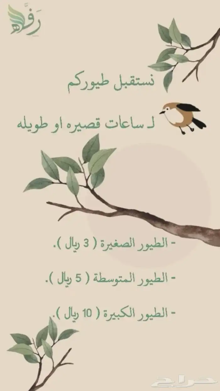 رفه لفندقة الطيور   . 1