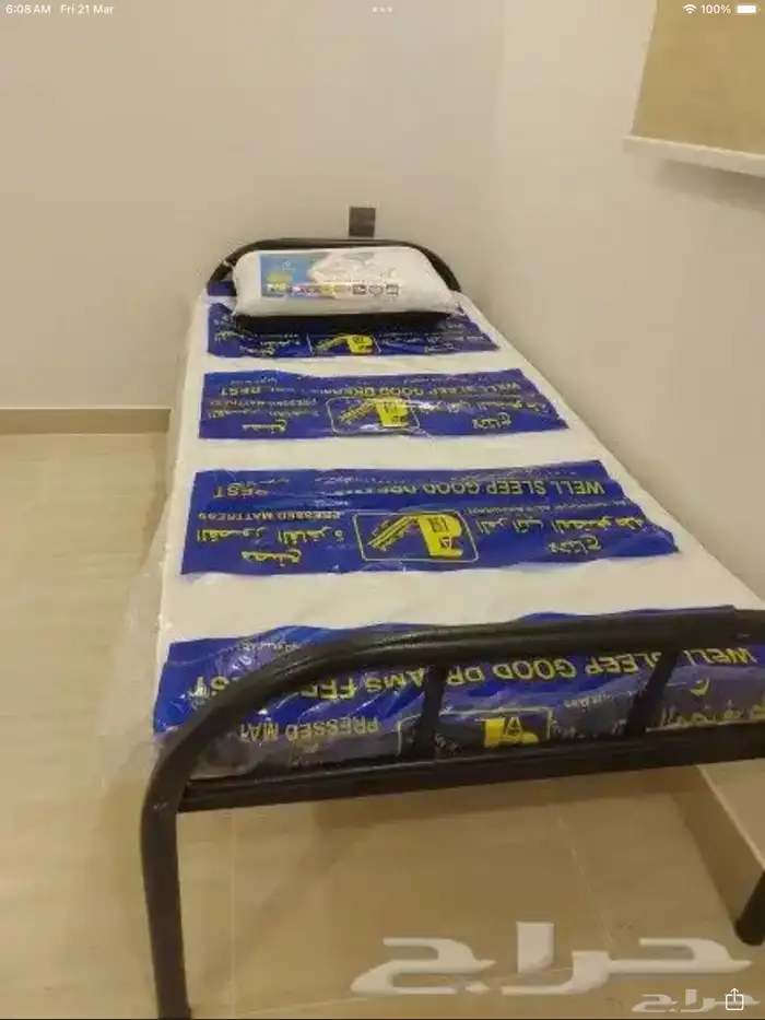 سرير حديد دورين مراتب مخده بطانية شراشف جديد 6