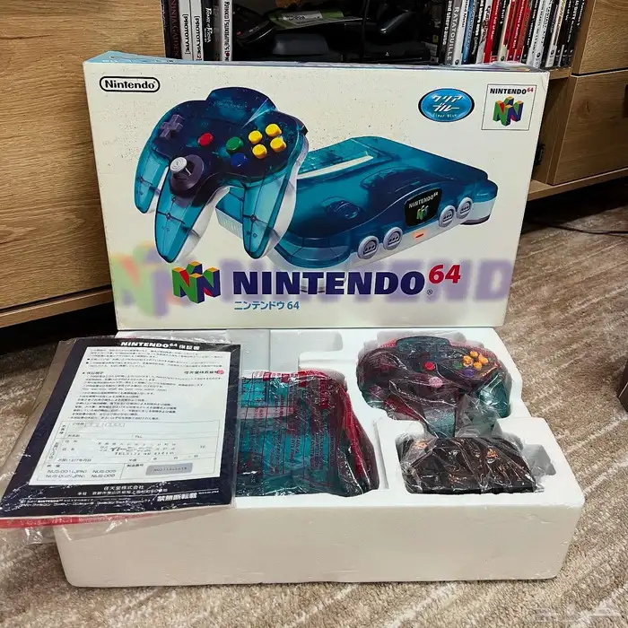 جهاز N64 جديد لون مرغوب ازرق شفاف 0