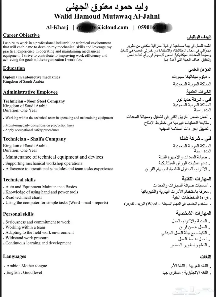 سيرة ذاتية احترافية - بنظام ATS 2