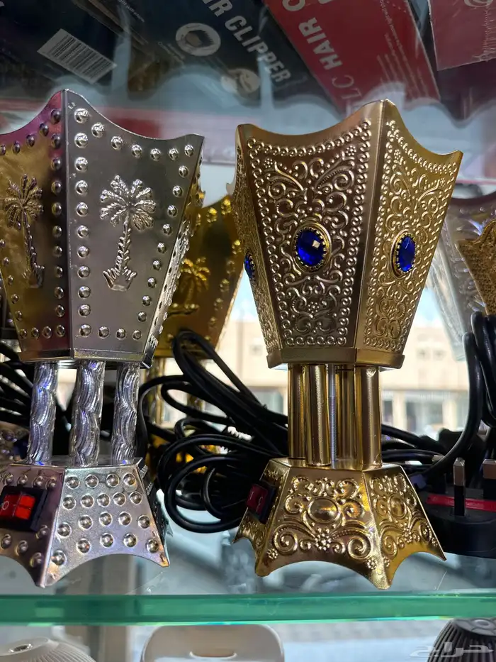 مباخر كهربائلة كبيرة فضي وذهبي عليها شعار النخلة 2