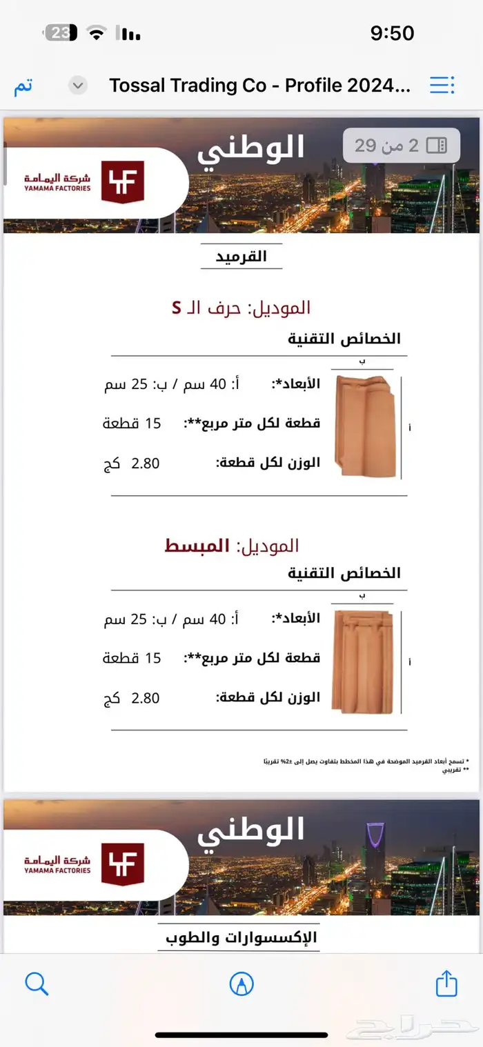 بيع قرميد اليمامه وطوب مشبات 0
