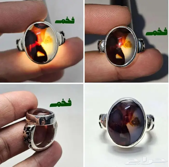 خاتم فضه نادر حجر عقيق يماني طبيعي مصور شيخ جالس نادر 2